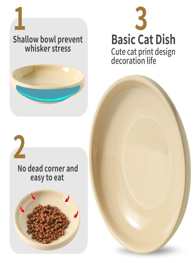 Howise 3 PCS Ceramic Cat Bowls, 5.5 in Pet Food Bowl Cat Dishes for Food and Water, Small Dog Dish(Khaki) - Image 4